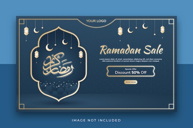 Ramadan-bannerverkauf mit laterne