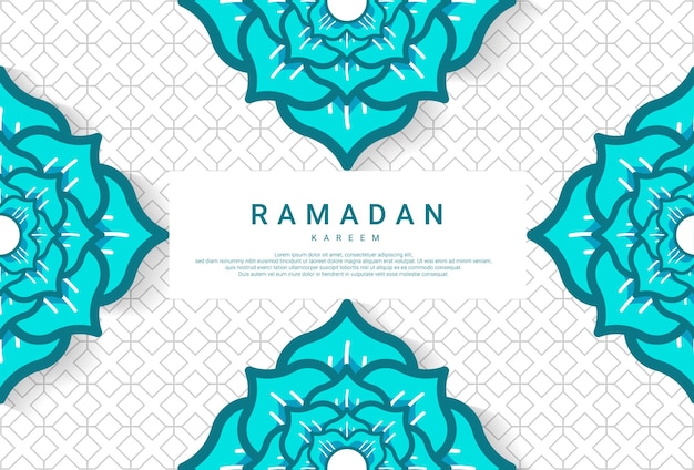 Ramadan-design mit tosca-grünen blumenornamenten, geeignet für ramadan-hintergründe, webtexturen, grußkarten, poster, vocers usw