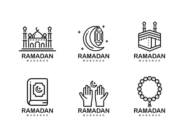 Ramadan einfache flache umriss-logo-vektorillustration