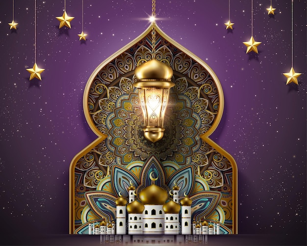 Ramadan-Entwurf mit herrlichen Moschee- und Arabeskenmustern