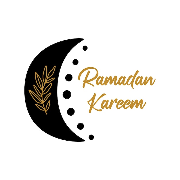 Ramadan florale mondform grafikelement isoliertes florales mondlogo himmlischer halbmond für ramadan schwarze mondvektorillustration himmlischer mond symbol logo grafikdesign text ramadan kareem