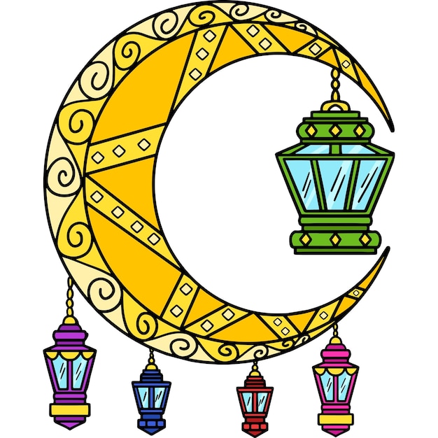Vektor ramadan halbmond laternen cartoon clipart