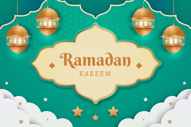 Ramadan-hintergrund im papierstil