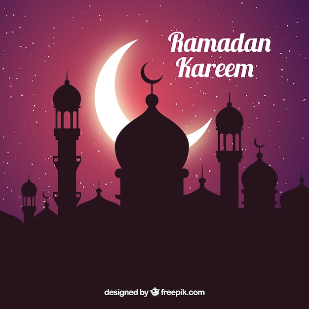 Ramadan-hintergrund mit moscheenschattenbild