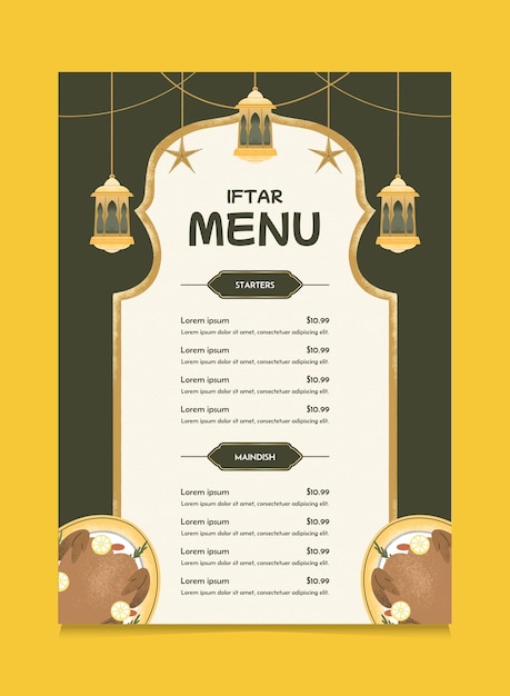 Ramadan Iftar Menü Poster Design Vorlage
