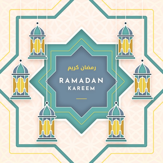 Vektor ramadan-illustration im papierstil