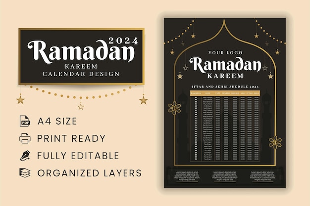 Ramadan-Kalender 2024 Ramadan-Kalender Planer 2024 Ramadan-Zeitplan