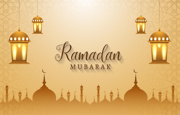 Ramadan Kareem 2024 Banner mit braunem Hintergrunddesign 17
