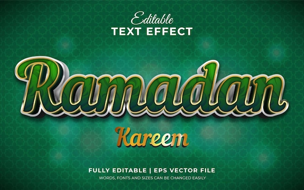 Vektor ramadan kareem 3d-texteffekt mit goldenem stil