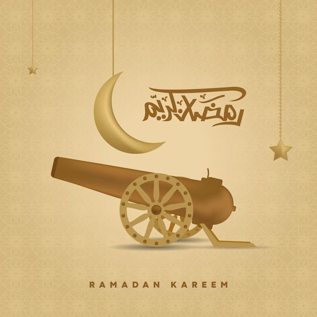 Ramadan kareem arabische Kalligrafie und traditionelle Laterne Premium Vector