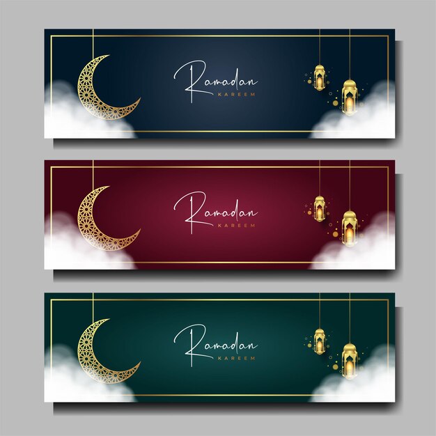 Ramadan kareem banner set