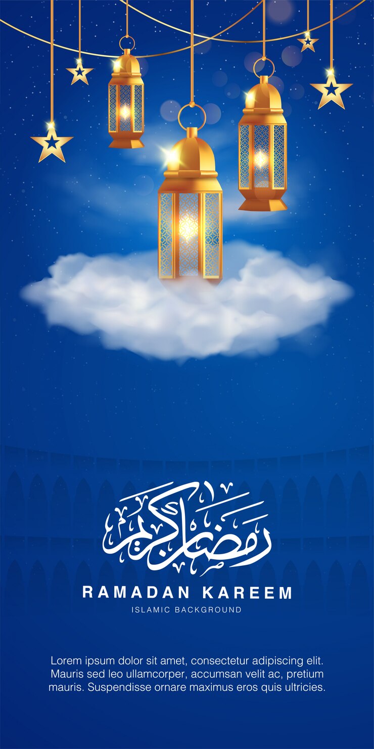 Vektor ramadan kareem banner vorlage 3d realistict arabische laterne über der wolke