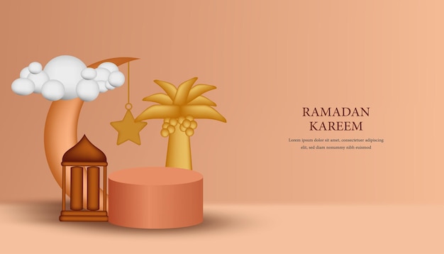 Ramadan kareem dekorationshintergrund 3d-vektor