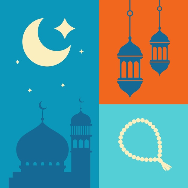 Ramadan Kareem farbenfrohe Grußkarten-Vektorillustration