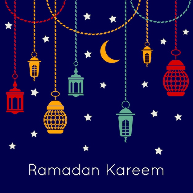 Ramadan kareem-feierhintergrund mit arabischen laternen.