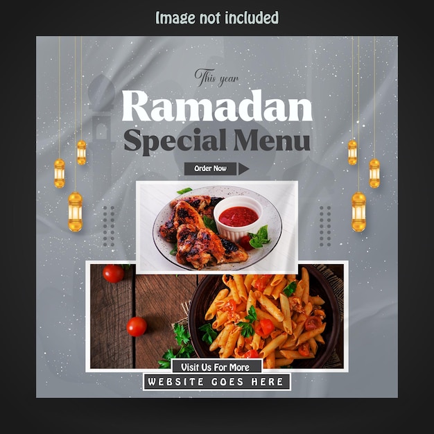 Vektor ramadan kareem food social media post template design