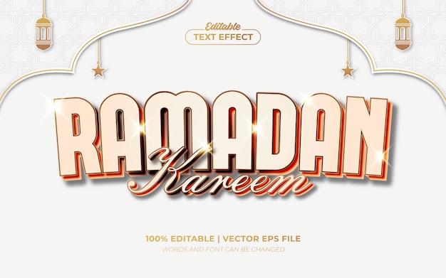 Vektor ramadan kareem glänzen bearbeitbare text-effekt-grafik-stil