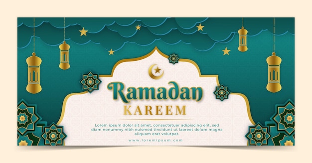 Ramadan Kareem grüne realistische Banner-Design-Vorlage