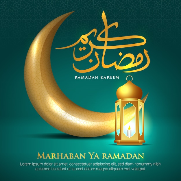 Vektor ramadan kareem gruß hintergrund tapete islamischen symbol halbmond mit arabischen muster illustration