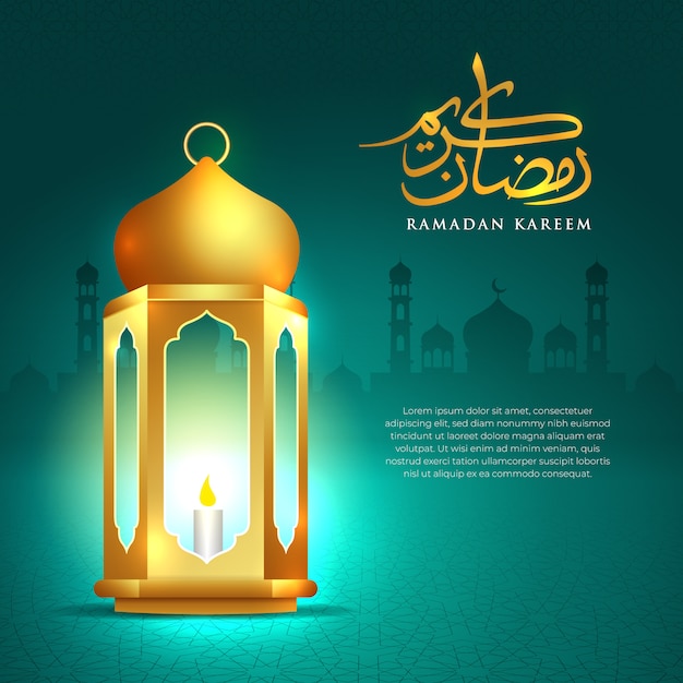 Ramadan Kareem Gruß Hintergrund Tapete islamisches Symbol Laterne mit arabischen Musterillustration