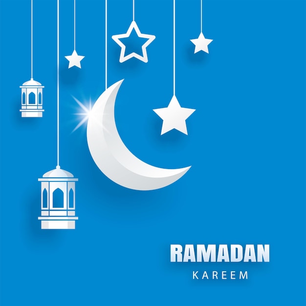 Ramadan Kareem Grußkarte Hintergrund Eid Mubarak Papier Kunst Banner Illustration Design