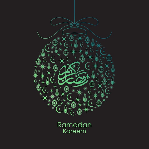 Vektor ramadan kareem grußkarte mit arabischer kalligraphie