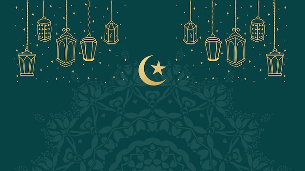 Vektor ramadan kareem grußkarte mit laternen und halbmond