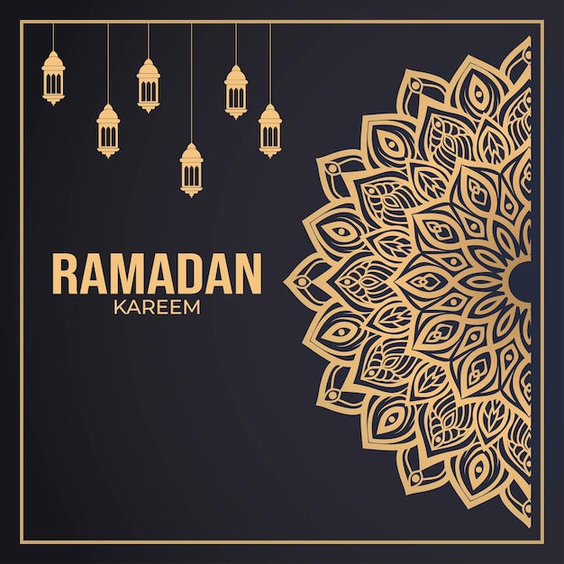 Ramadan kareem-grußkartendesign mit mandala-vorlage