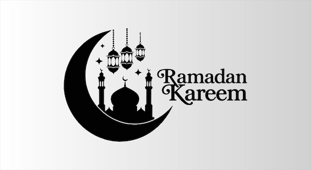 Ramadan Kareem Halbmond und Laternen Design