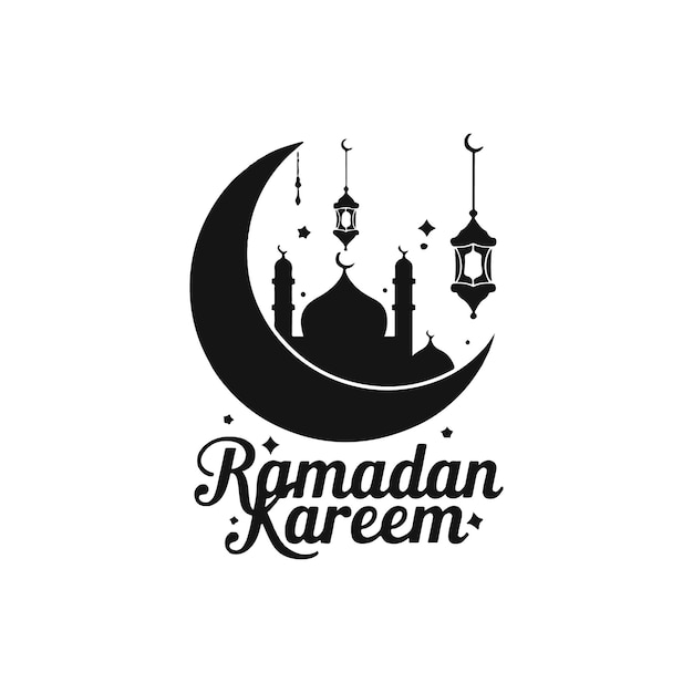 Ramadan Kareem Halbmond und Laternen Design