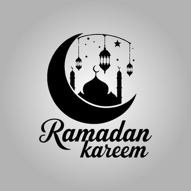 Ramadan Kareem Halbmond und Laternen Design