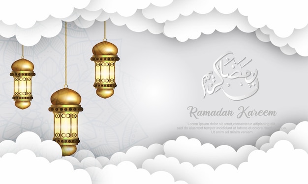 Ramadan kareem hintergrund, illustration mit arabischen laternen