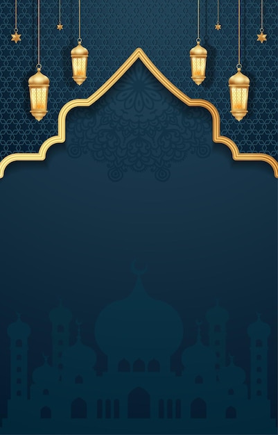 Ramadan Kareem Hintergrund mit arabischen Laternen und Moschee