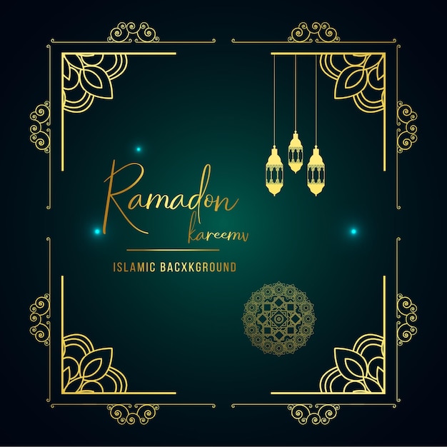 Ramadan kareem-hintergrund mit goldenen ornamenten und laternen