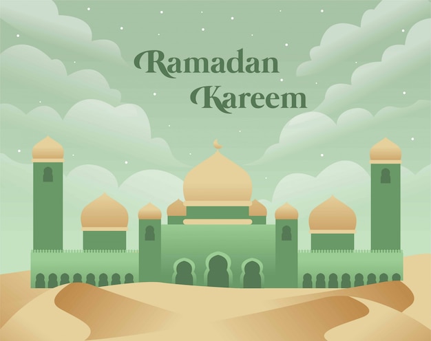 Vektor ramadan kareem hintergrund mit moschee im grünton