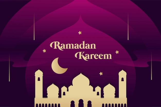 Vektor ramadan kareem hintergrundgradient mit goldmoscheevektor