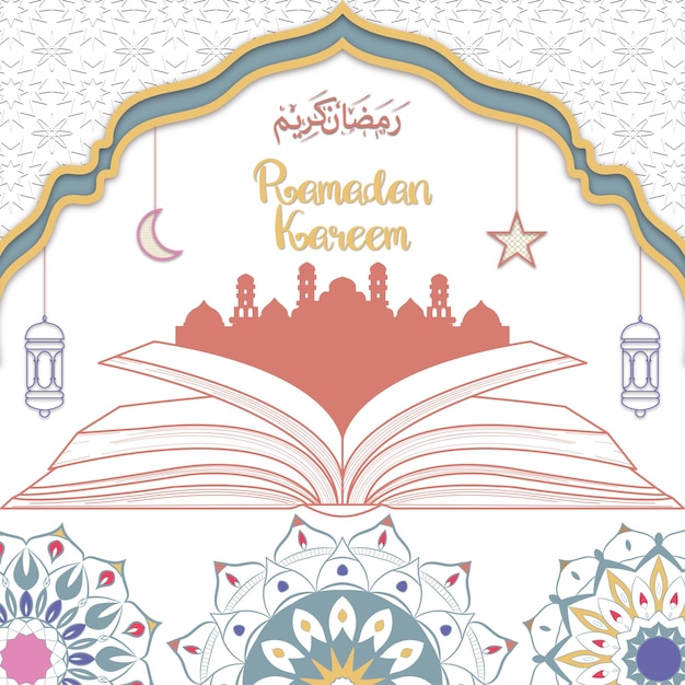 Ramadan kareem hintergrundvorlage illustration papierschnitt stil