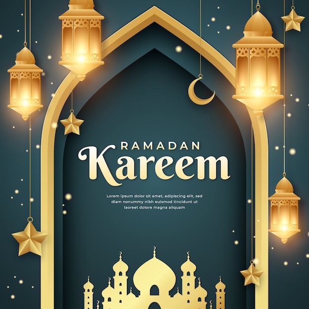 Ramadan kareem-illustration mit farbverlauf