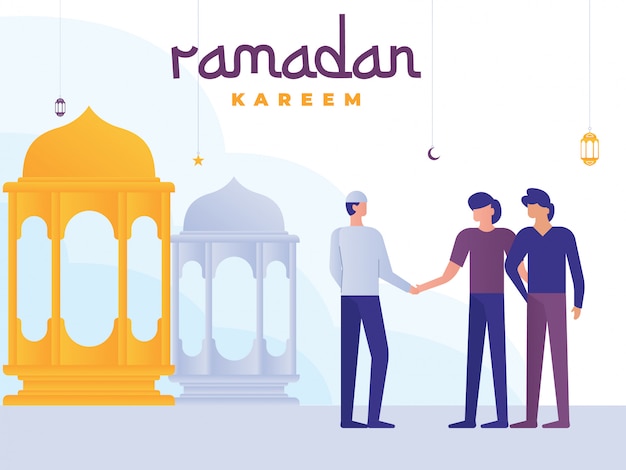 Vektor ramadan kareem-illustration mit kleinen leuten