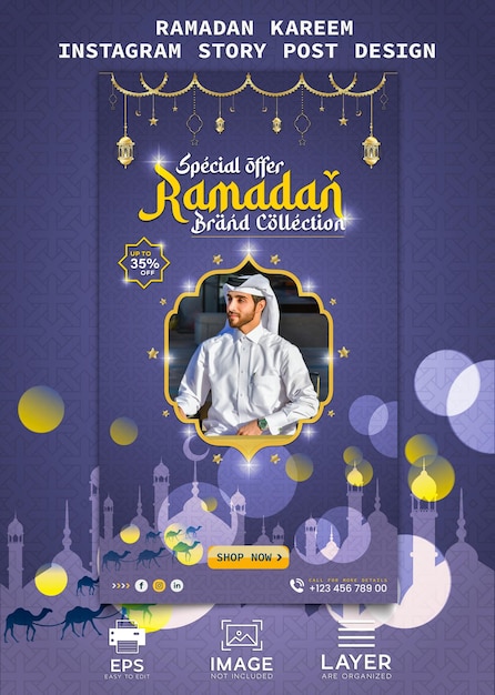 Ramadan Kareem Instagram und Facebook Story Sale Banner Design Premium Vector Vorlage