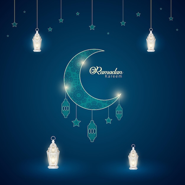 Ramadan Kareem Islamic Ornament Mond Sterne Laterne Hintergrund Design Vektor