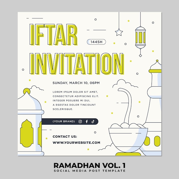 Vektor ramadan kareem islamic post square ramadhan flat design für banner und soziale medien