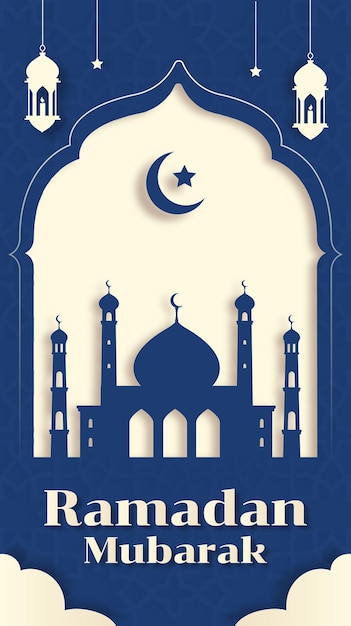 Vektor ramadan kareem islamische blaue grußkarte banner und hintergrundvorlage