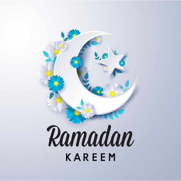 Vektor ramadan kareem islamische mondblume grußkartenschablone