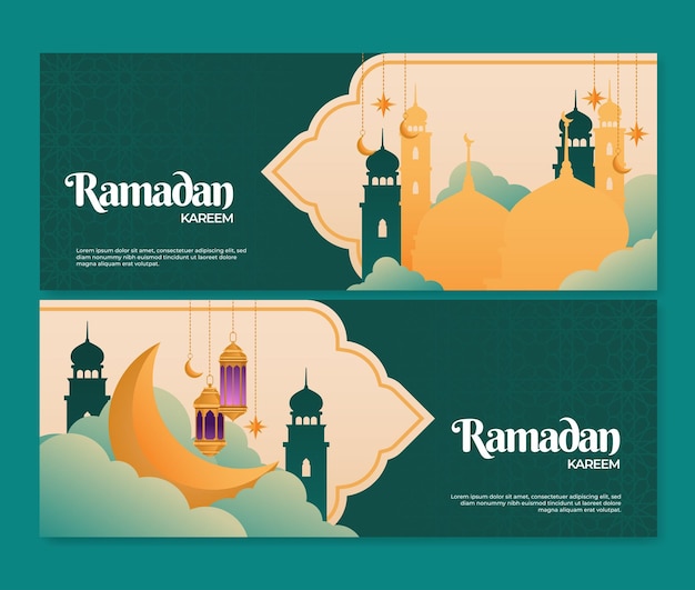 Ramadan Kareem Konzept Banner schöne Vorlage Arabeskenmuster. Vektor-Illustration