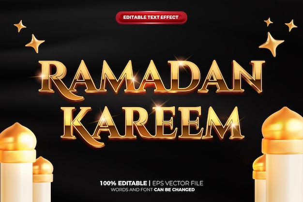 Vektor ramadan kareem luxury gold 3d-bearbeitbare texteffekte