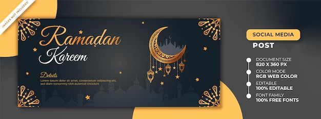 Ramadan Kareem Luxury Social Media Cover Design Premium Template Islamischer Ramadan-Grußhintergrund