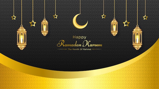 Ramadan kareem luxushintergrund mit realistischer 3d-lampe