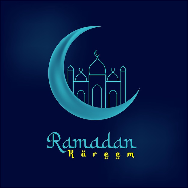 Ramadan Kareem mit Blue Moon Background Vector Design