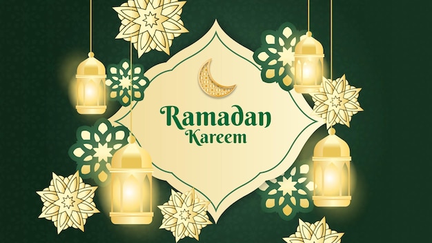 Ramadan kareem mit goldener laterne